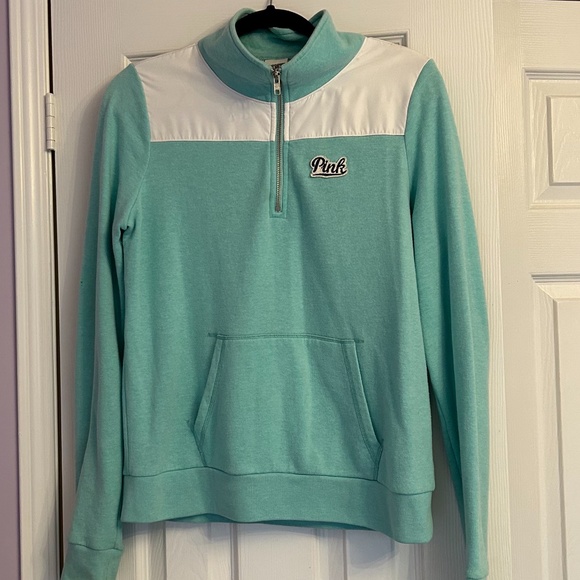 VS PINK Teal Quarter Zip Sweater - Picture 1 of 4